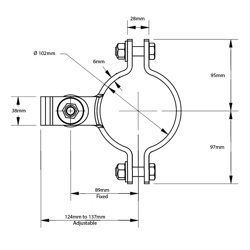 DD TECH SHUTIT BADASS ROUND BOLT-ON HINGE