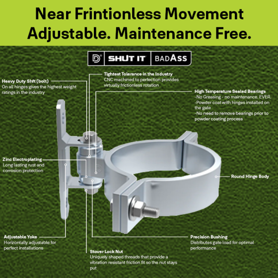 DD TECH SHUTIT BADASS ROUND BOLT-ON HINGE