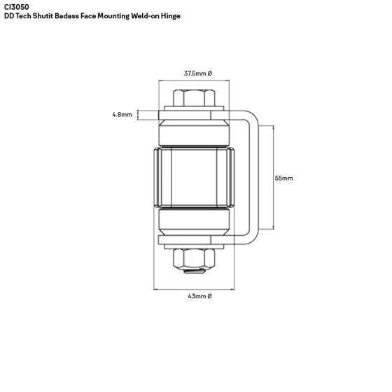 DD TECH SHUTIT BADASS SELF-CLOSING FACE MNT WELD-ON HINGE SET