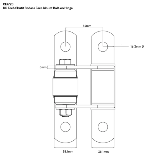 DD TECH SHUTIT BADASS SELF CLOSING FACE MNT BOLT-ON HINGE SET