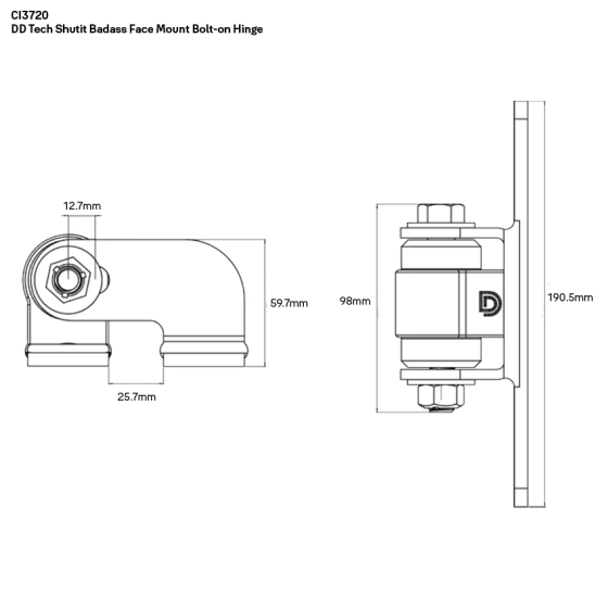 DD TECH SHUTIT BADASS SELF CLOSING FACE MNT BOLT-ON HINGE SET