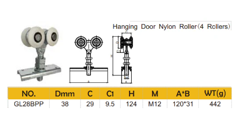 Hanging Door Nylon Roller (Medium)