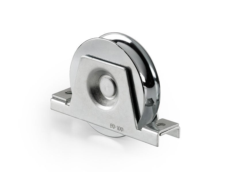 Sliding Gate Galvanized Steel 16mm U Groove Single Bearing Rebate 98mm Wheel With Support Bracket