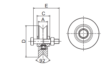 78mm Sliding Gate Wheel with Axle Bolt for V Groove Tracks