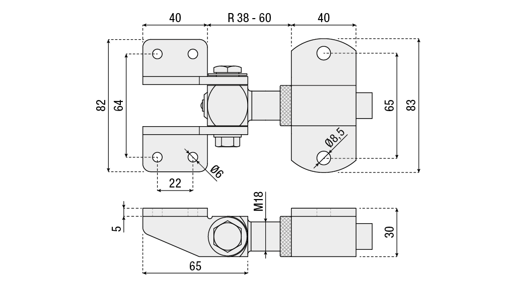 Adjustable 180 Degree Hinge M18