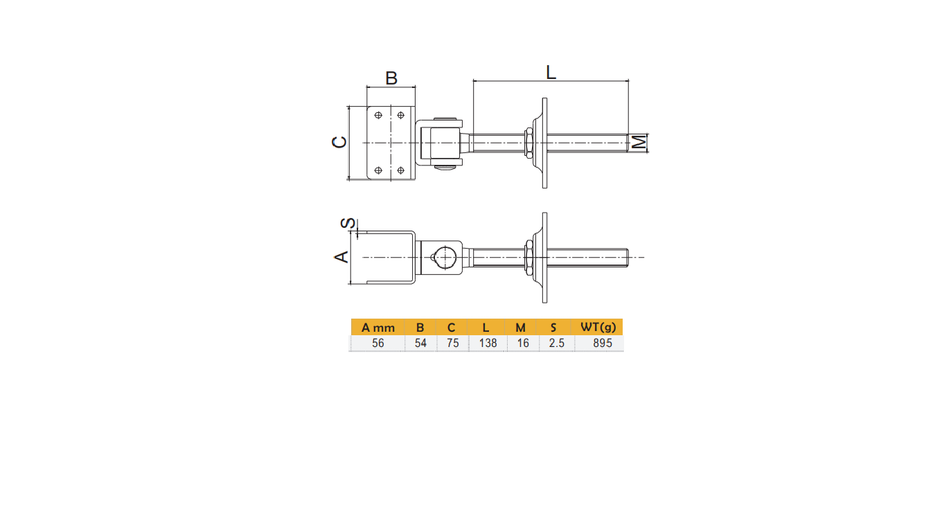 Swing Gate Adjustable bolt-on Hinge M16 With Fixing Plate